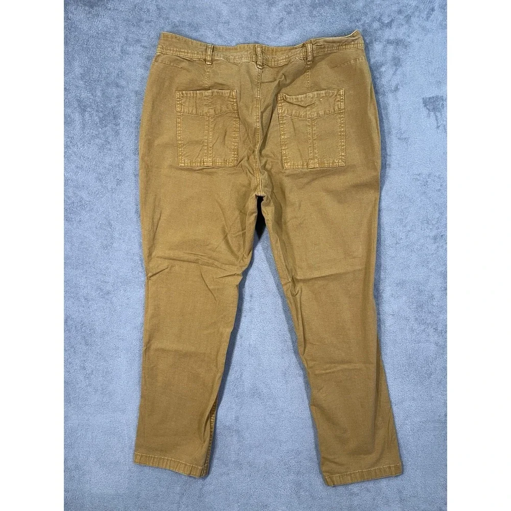 Anthropologie The Wanderer Pants Women 32 Brown Cotton Linen Blend Cargo Utility